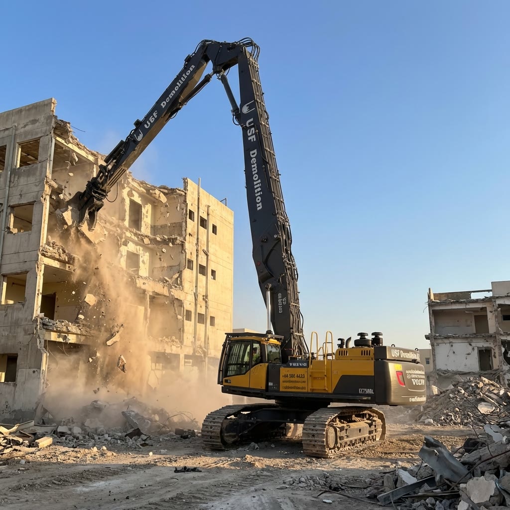 Volvo EC750DL high-reach demolition excavator available for rental in UAE